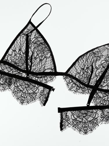 Bralette coton à dentelle - Noir de Zara
