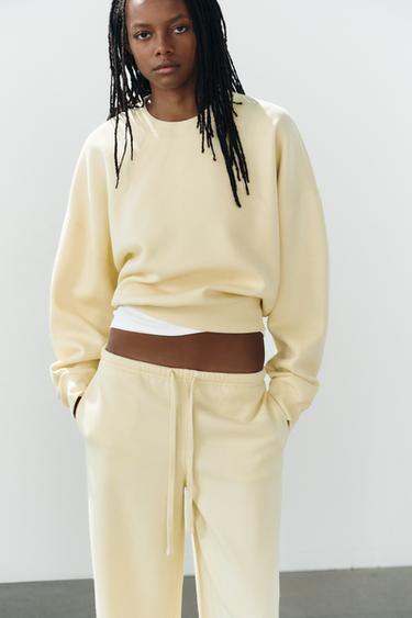 Zara BASIC FLEECE SWEATSHIRT - Yellow