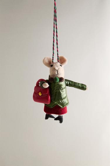 WEIHNACHTSBAUMSCHMUCK WIE MAUS MIT TASCHE AUS SCHURWOLLE - Bunt von Zara - Bild 0