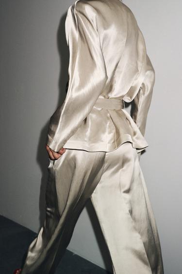 PANTALON SATINÉ À PINCES ZW COLLECTION - Pierre de Zara - Image 3