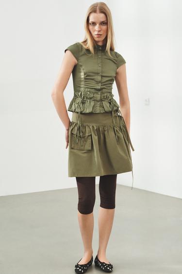 SHORT SKIRT WITH BELT LOOP DETAIL - Light khaki by Zara