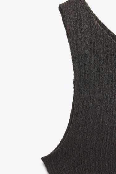 ASYMMETRIC TEXTURED TOP - Dark brown by Zara - Image 2