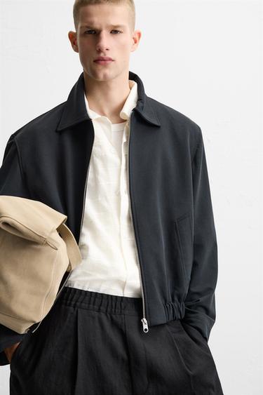 ZIP-UP FLOWING JACKET - Dark navy by Zara - Image 4