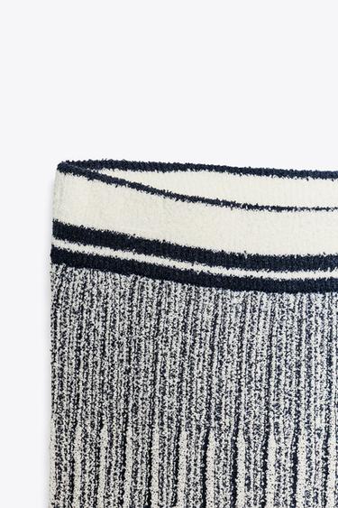 STRIPED CUT-OUT KNIT SKIRT - Ecru / Navy by Zara - Image 5