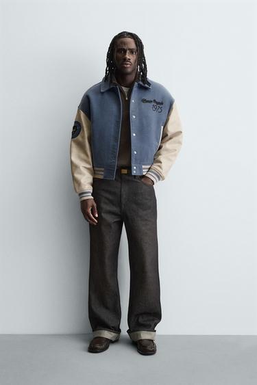 CAZADORA BOMBER ACOLCHADA PARCHES - Gris azul de Zara