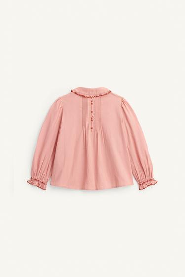 CHEMISE À FLEURS BRODÉES LIMITED EDITION - Rose chiné de Zara - Image 5