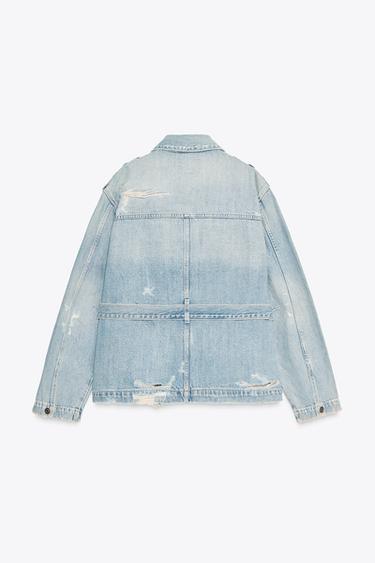 BELTED TRF DENIM JACKET - Light blue by Zara - Image 6