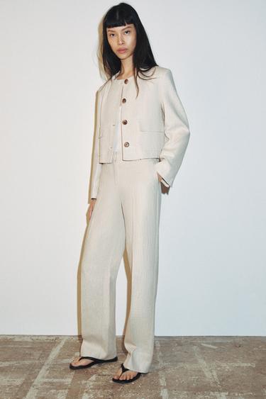 BLAZER EN TISSU RUSTIQUE - Beige clair de Zara - Image 4