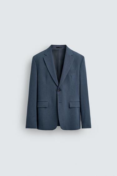 BLAZER DE TERNO COM LÃ - Azul / Aço da Zara
