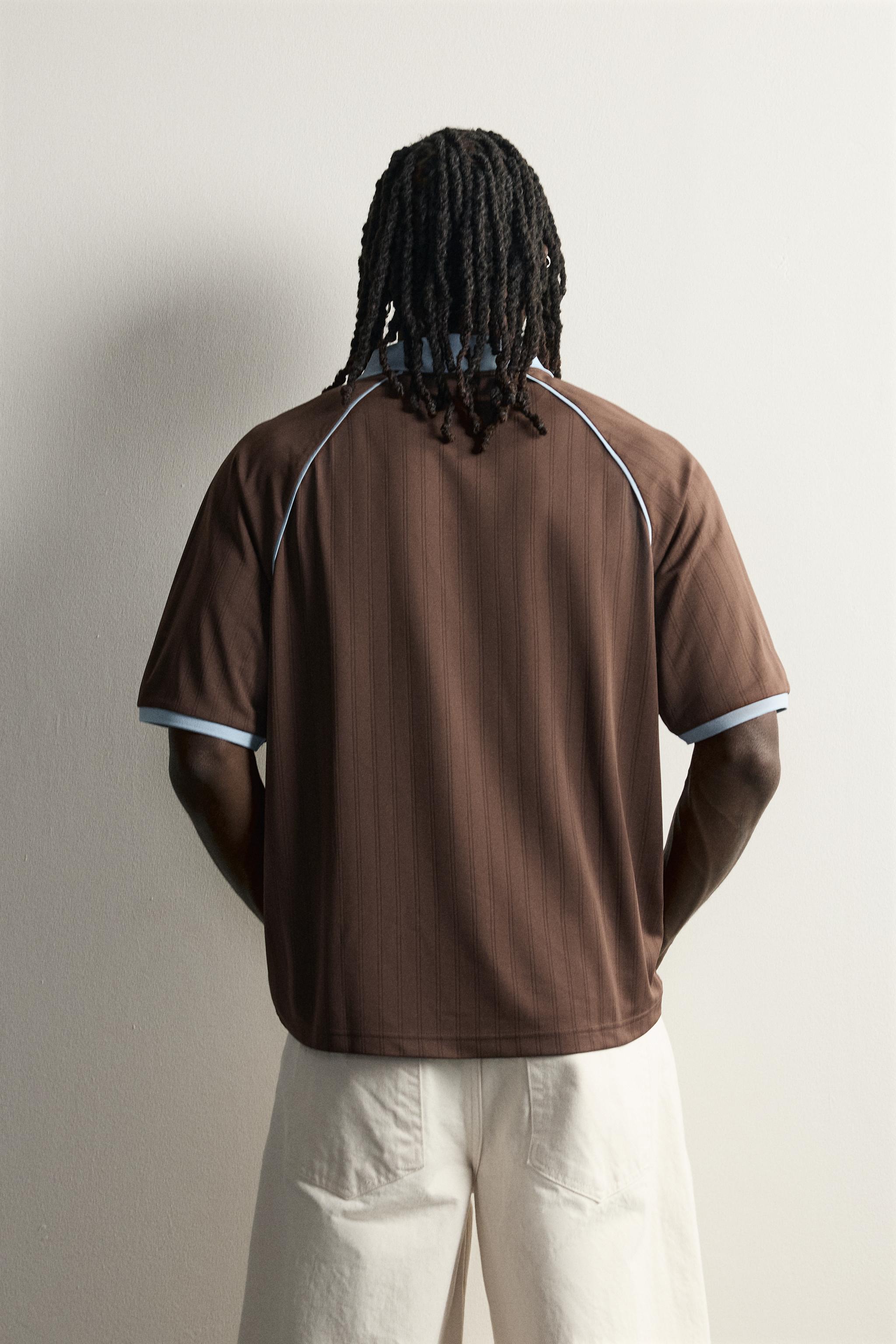 Мужские рубашки Zara RETRO SOCCER RELAXED FIT POLO — фото 3