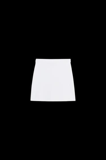 Zara BASIC KNIT MINI SKIRT - White