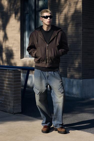 Zara 連帽絎縫夾克 - 棕色