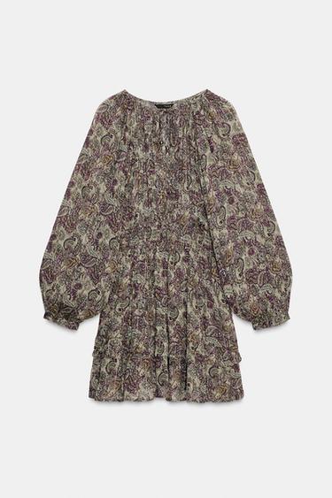 METALLIC THREAD PRINTED MINI DRESS - Multicoloured by Zara - Image 7