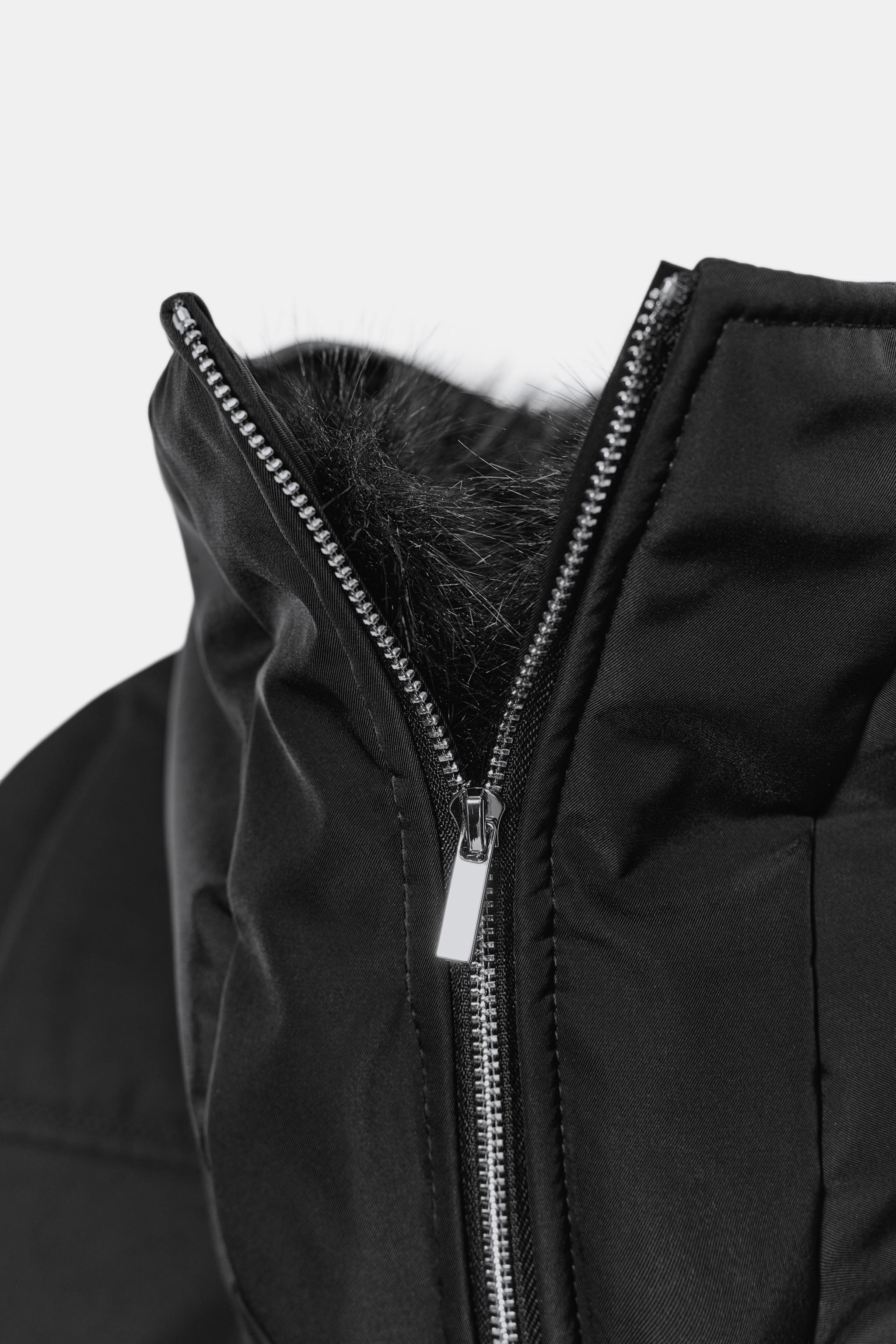 WATER REPELLENT WINDPROOF FAUX FUR HOODIE PUFFER JACKET
