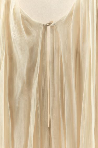 ZW COLLECTION LIMITED EDITION DRAPED BLOUSE WITH SHOULDER PADS - Ivory by Zara - Image 6