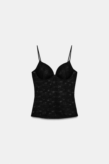 LACE STRAP TOP - Black by Zara