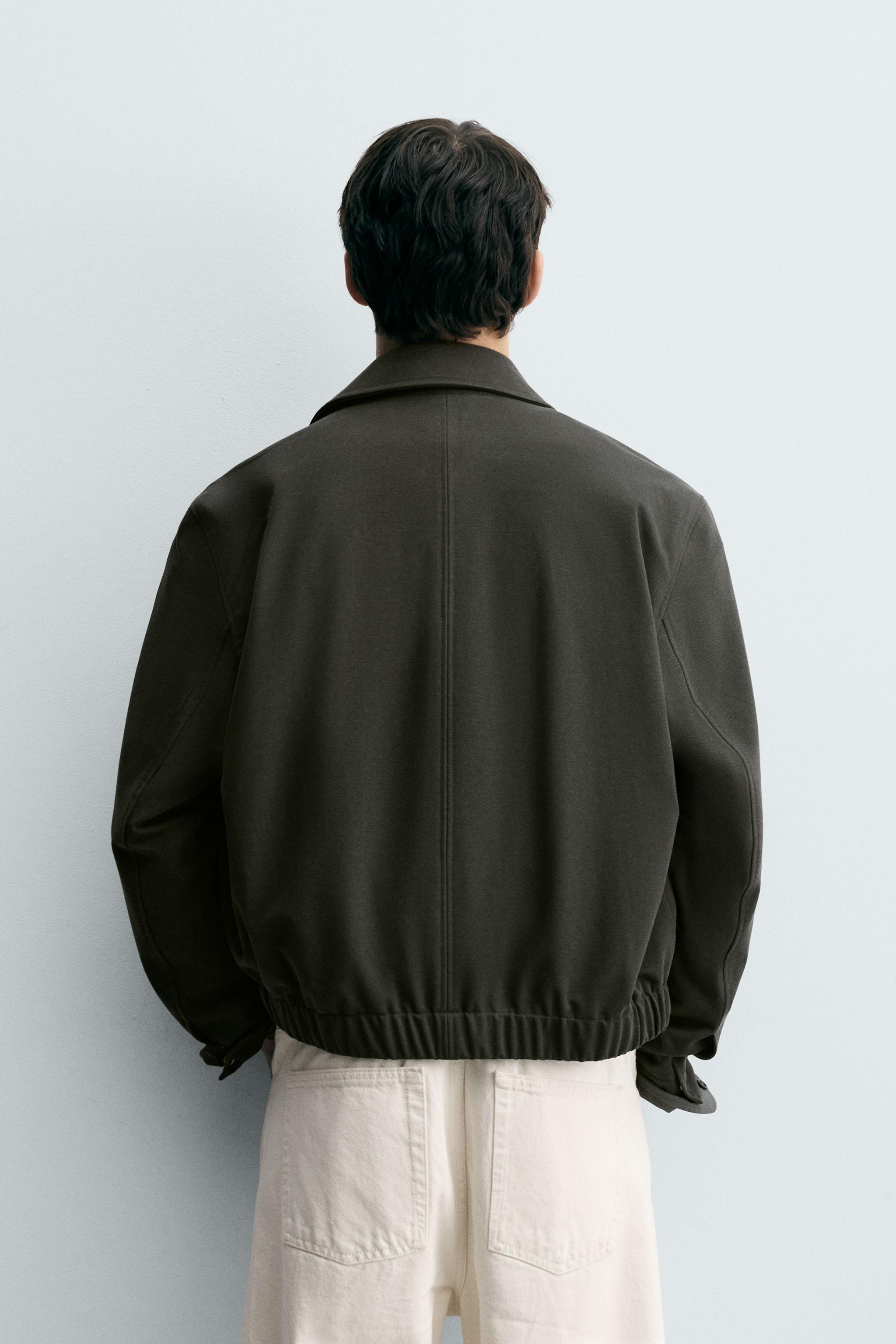 TEXTURED TWILL JACKET - Gray green | ZARA Canada