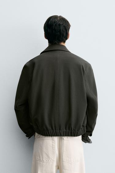 VESTE STRUCTURÉE EN TWILL - Vert gris de Zara - Image 2