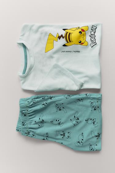 Zara 6-14 YEARS/ PIKACHU POKÉMON ™ T-SHIRT AND BERMUDA PAJAMAS - Blue green