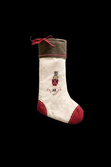 Zara EMBROIDERED STOCKING CHRISTMAS DECORATION - Multicolored - Image 0