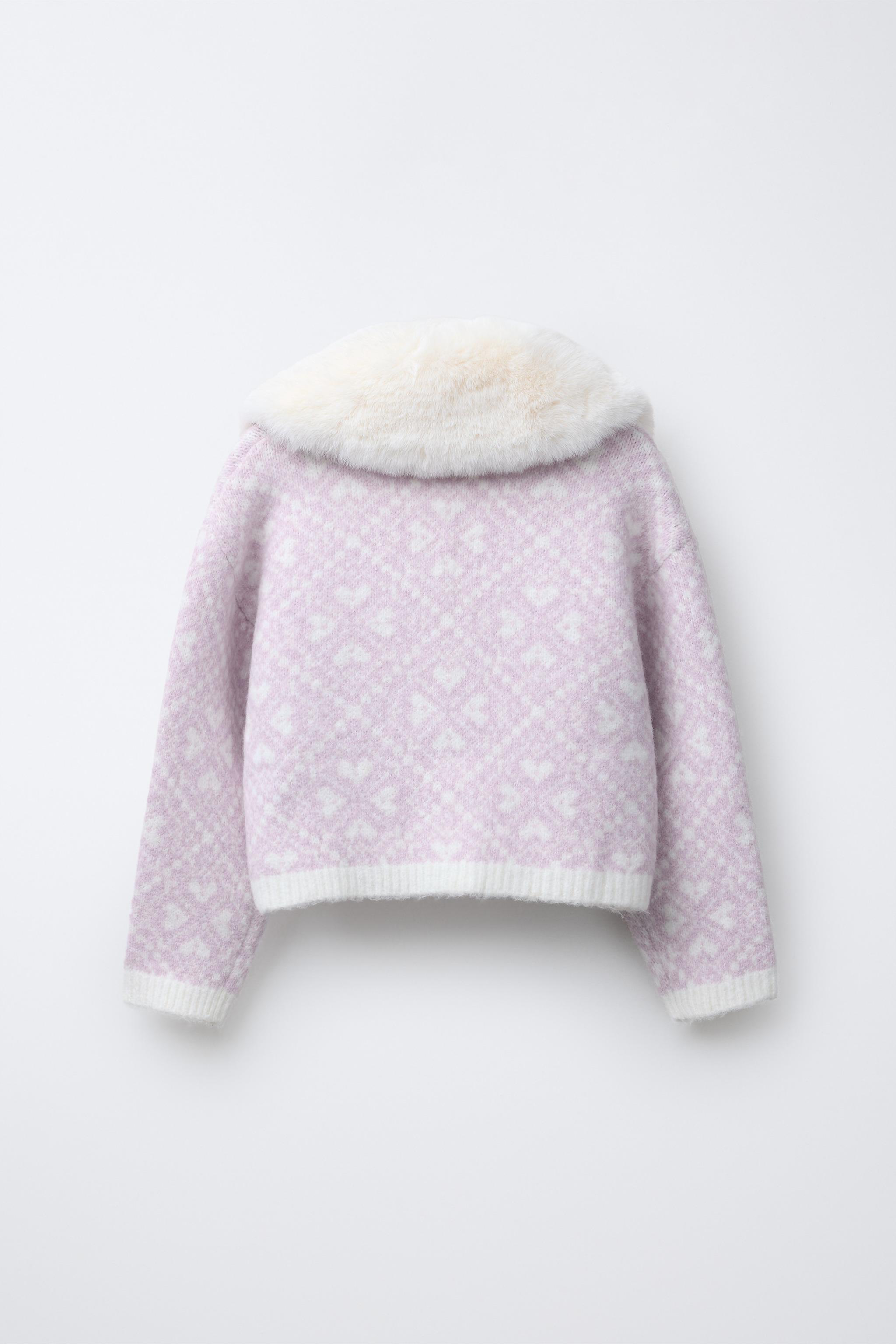 GILET EN MAILLE JACQUARD COL EFFET FOURRURE DÉTACHABLE COLLECTION SKI