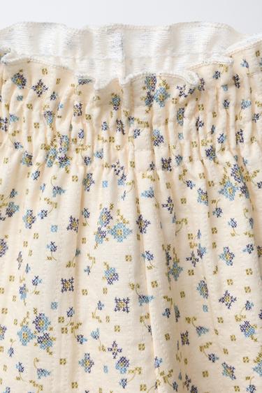 FLORAL TEXTURED TROUSERS - Ecru by Zara - Image 2