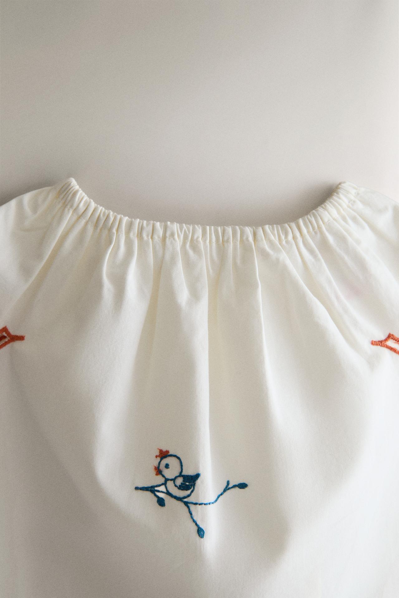 KIDS EMBROIDERED SHIRT — Oyster-white