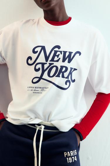 SHORT SLEEVE T-SHIRT WITH SLOGAN - White by Zara