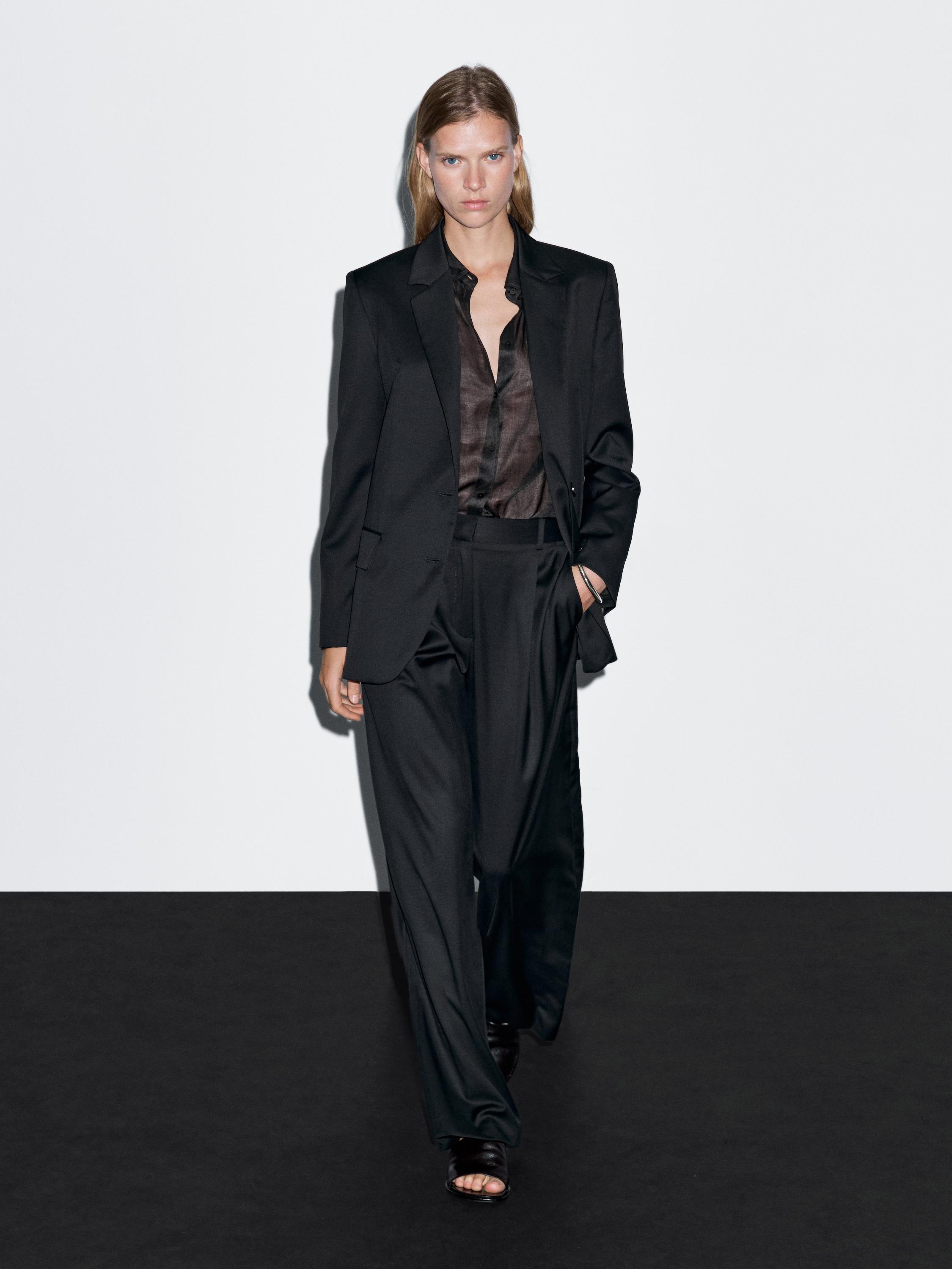 Pantalon plissé 100 % laine extra-fine