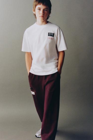 Zara SPORTSKE HLAČE S ETIKETAMA – Burgundac