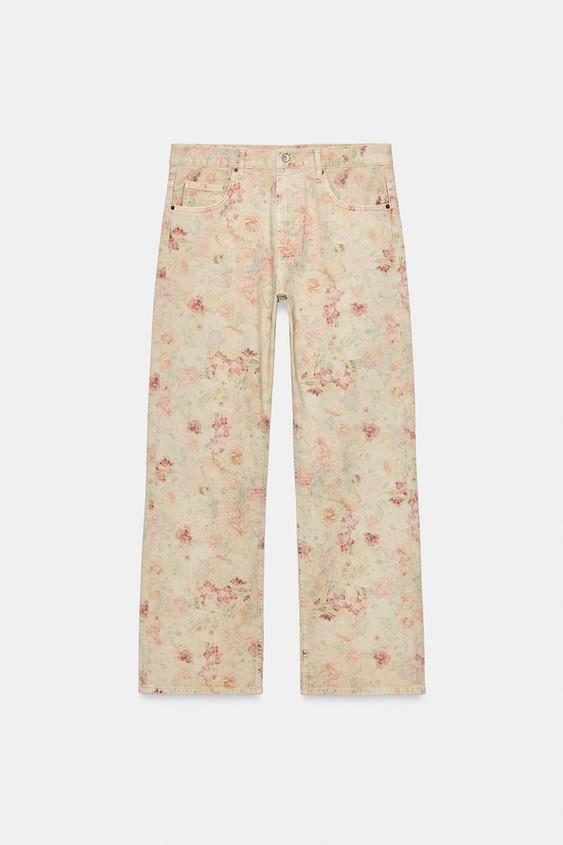 BOYFRIEND FIT TIRO MEDIO FLORES TRF JEANS - Arena de Zara - Imagen 0