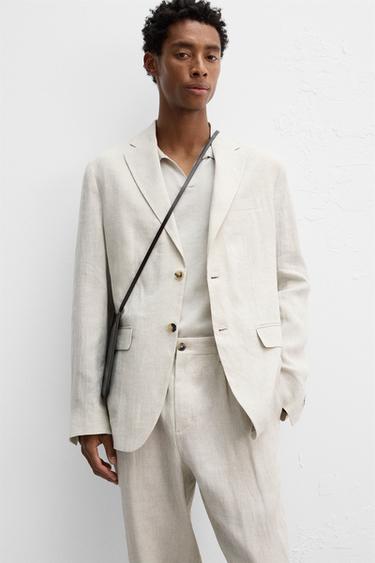 BLAZER DE COSTUME 100 % LIN - Sable de Zara - Image 4