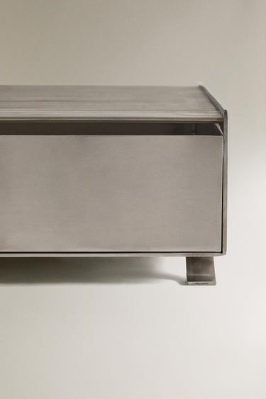 STEEL FIREWOOD STAND WITH DRAWER - Silver by Zara - Image 3