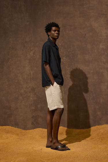 LINEN/COTTON BERMUDA SHORTS - Light beige by Zara