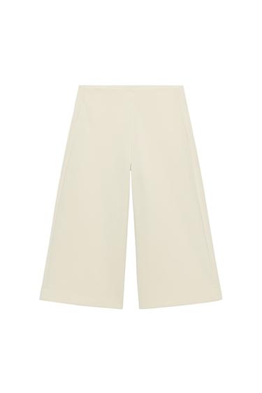 WIDE-LEG BERMUDA SHORTS - Ecru by Zara