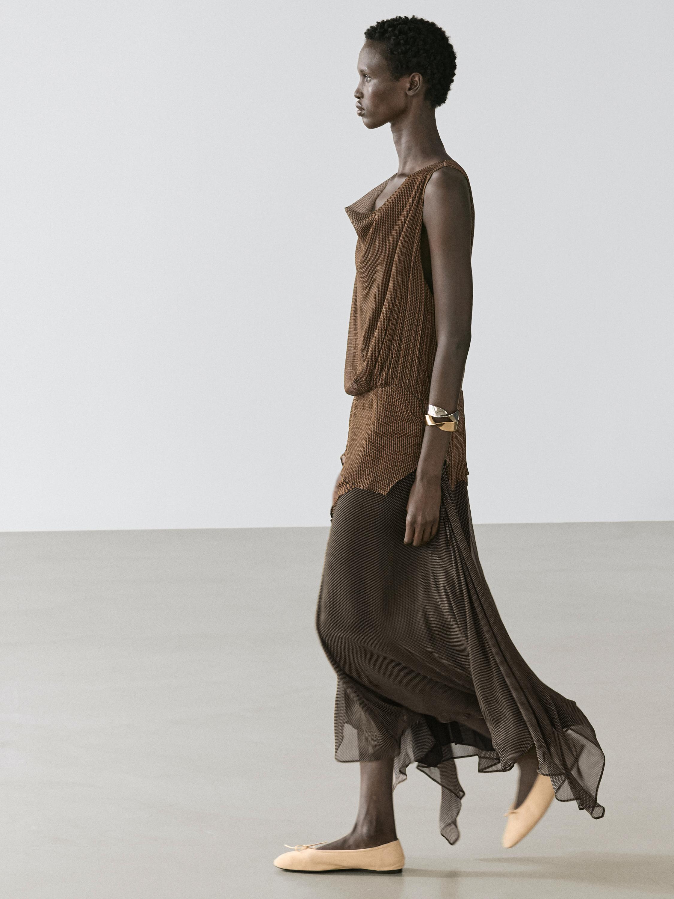 Flowing layered dress with ruffles