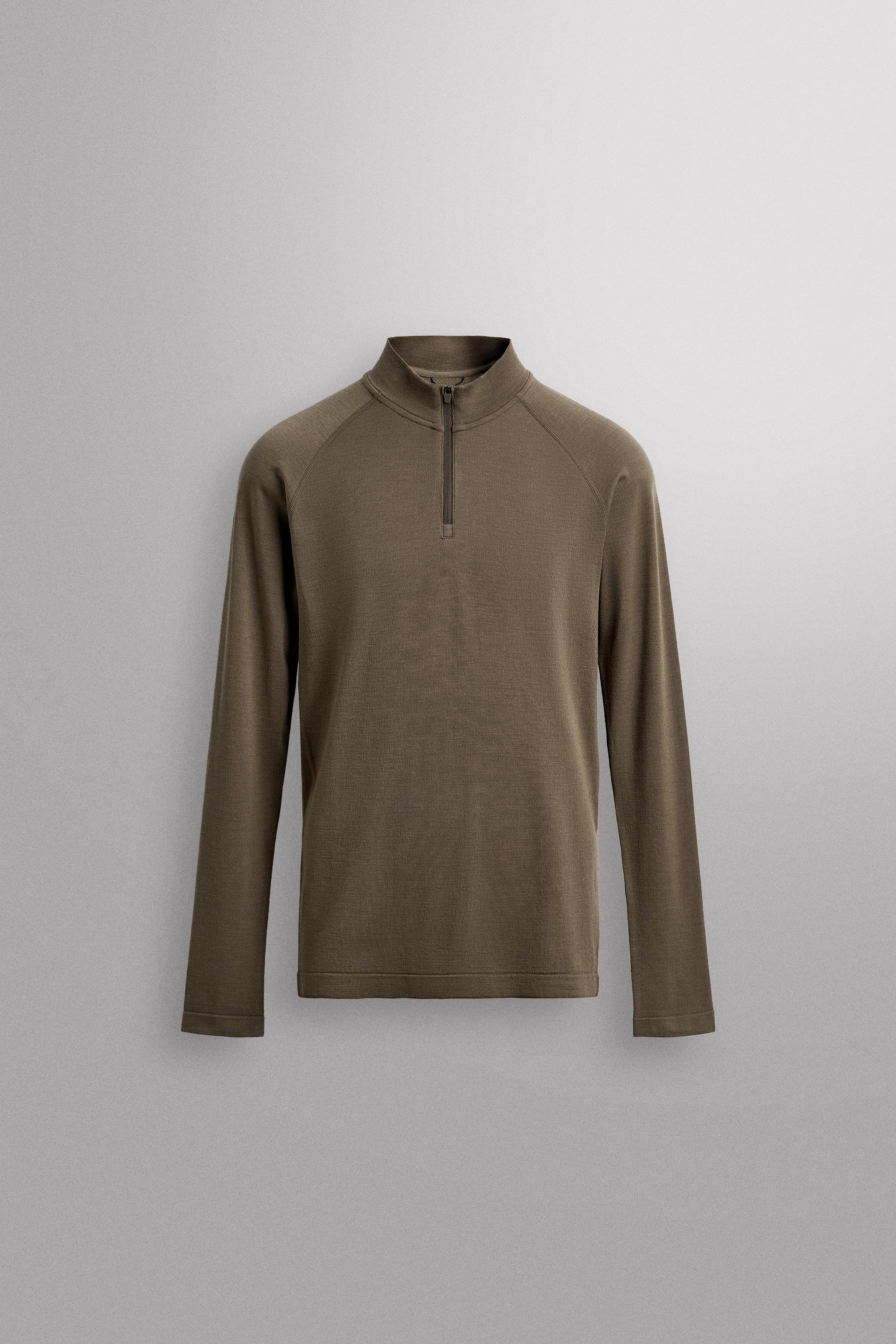 COMPRESSION QUARTER-ZIP SKI T-SHIRT - Mid-green | ZARA United States