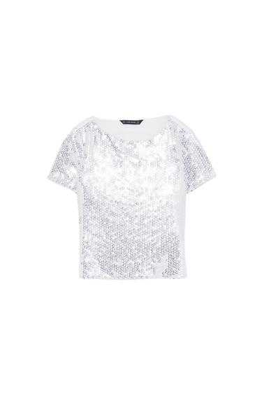 CONTRASTING SEQUIN BLOUSE