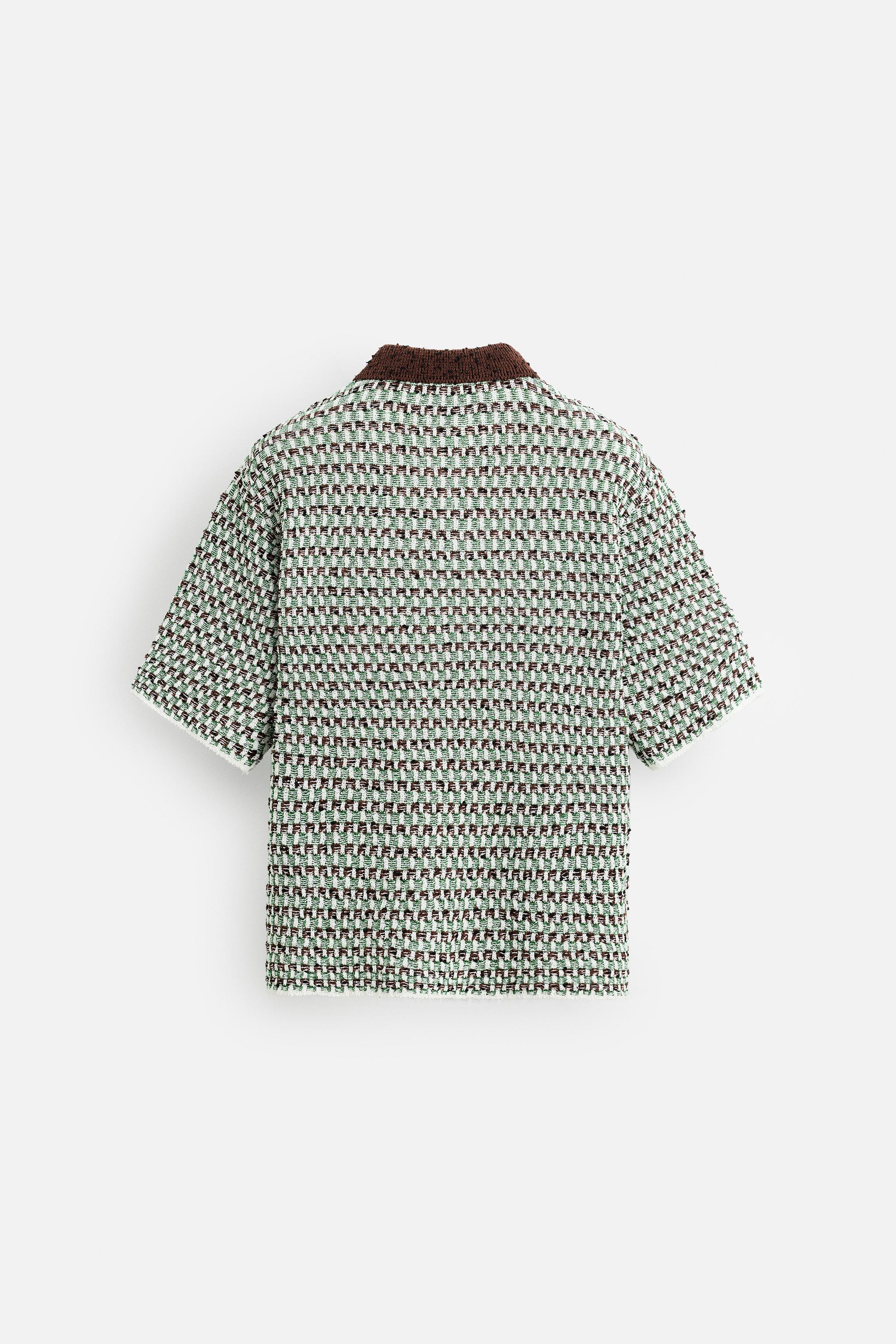 ZARA｜POLO JACQUARD コットンニットポロ ゆったりシルエット ポロシャツ プレーン | ZARA 日本