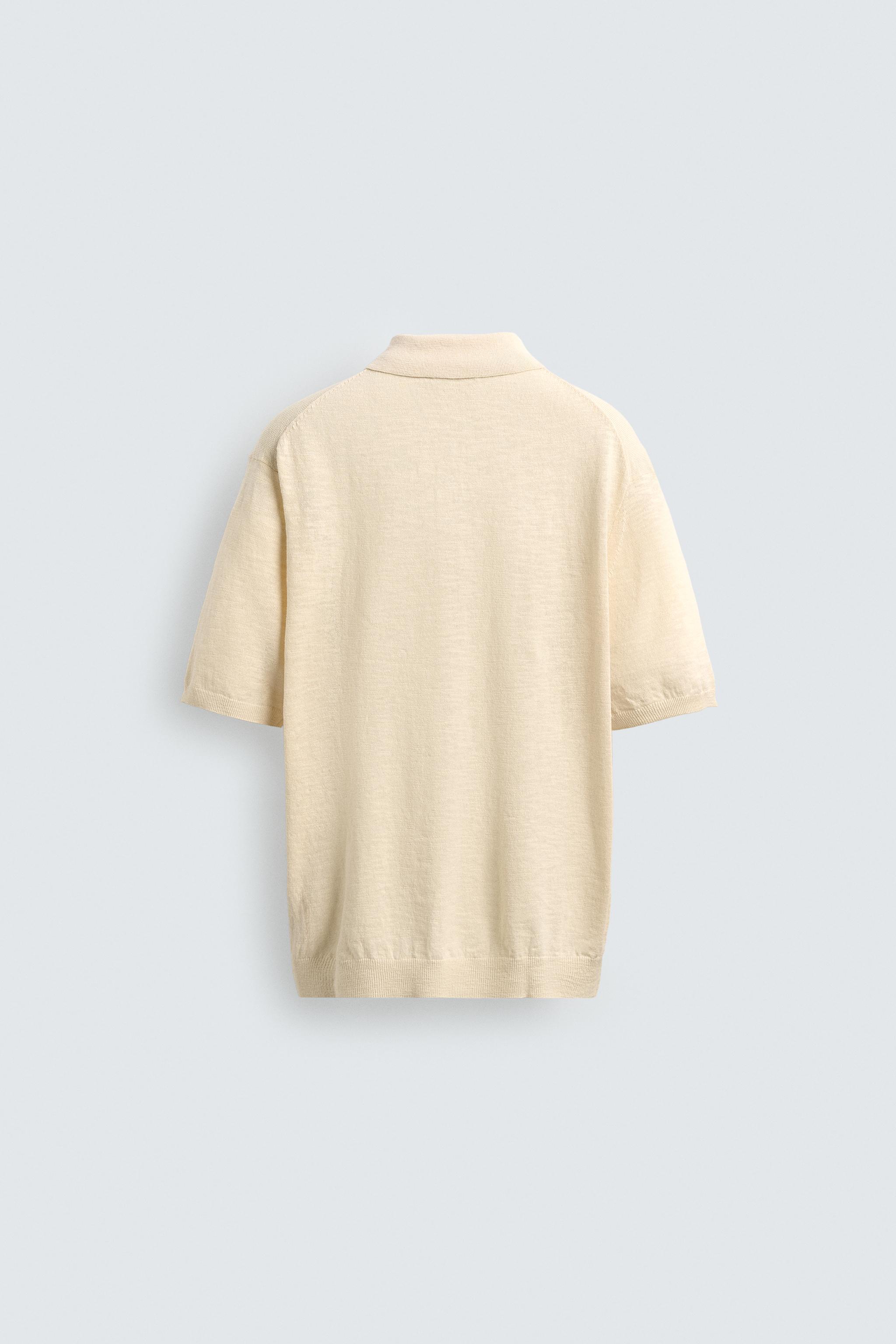 COTTON LINEN BLEND KNIT POLO