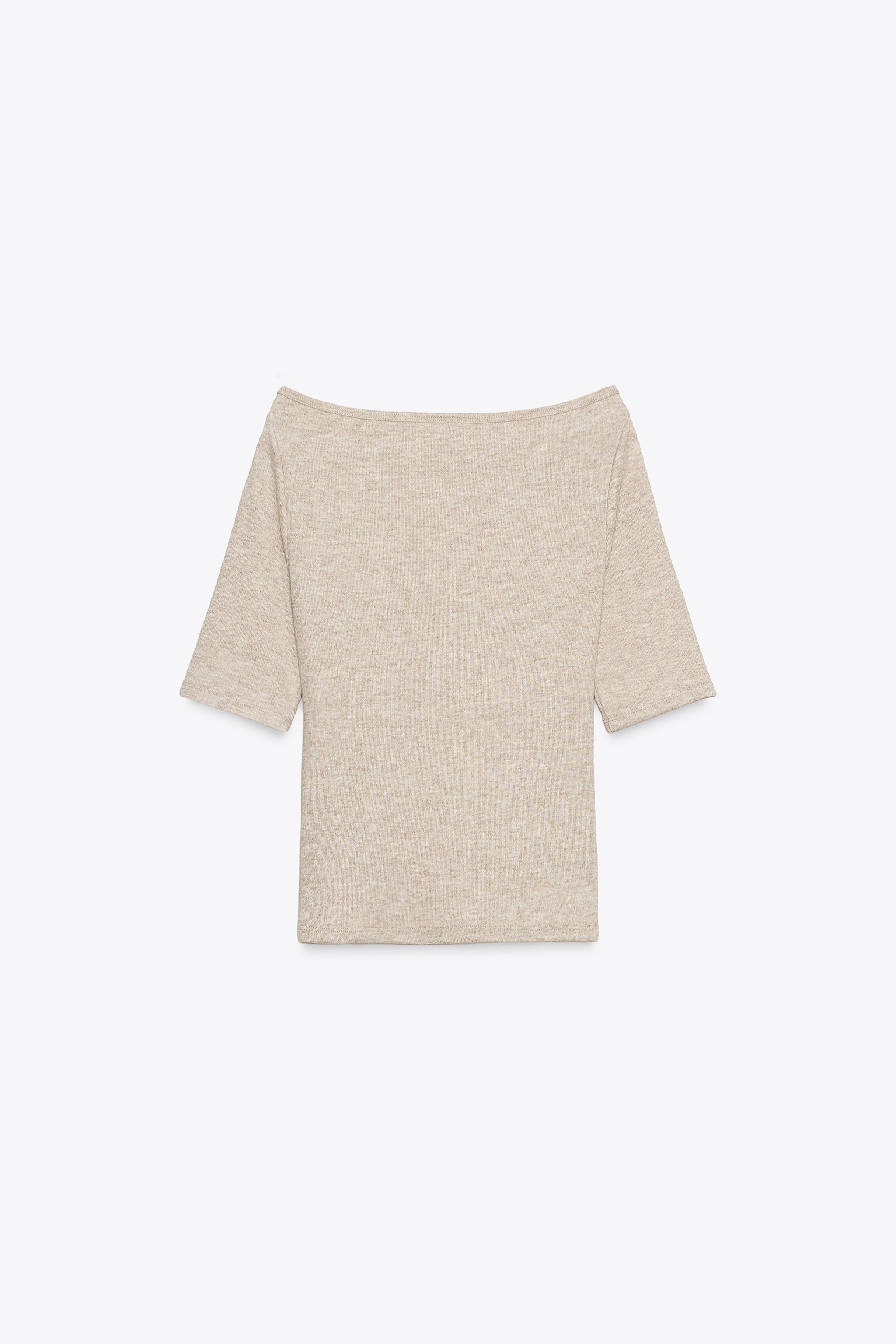BOAT NECK T-SHIRT - Dark brown | ZARA United Kingdom
