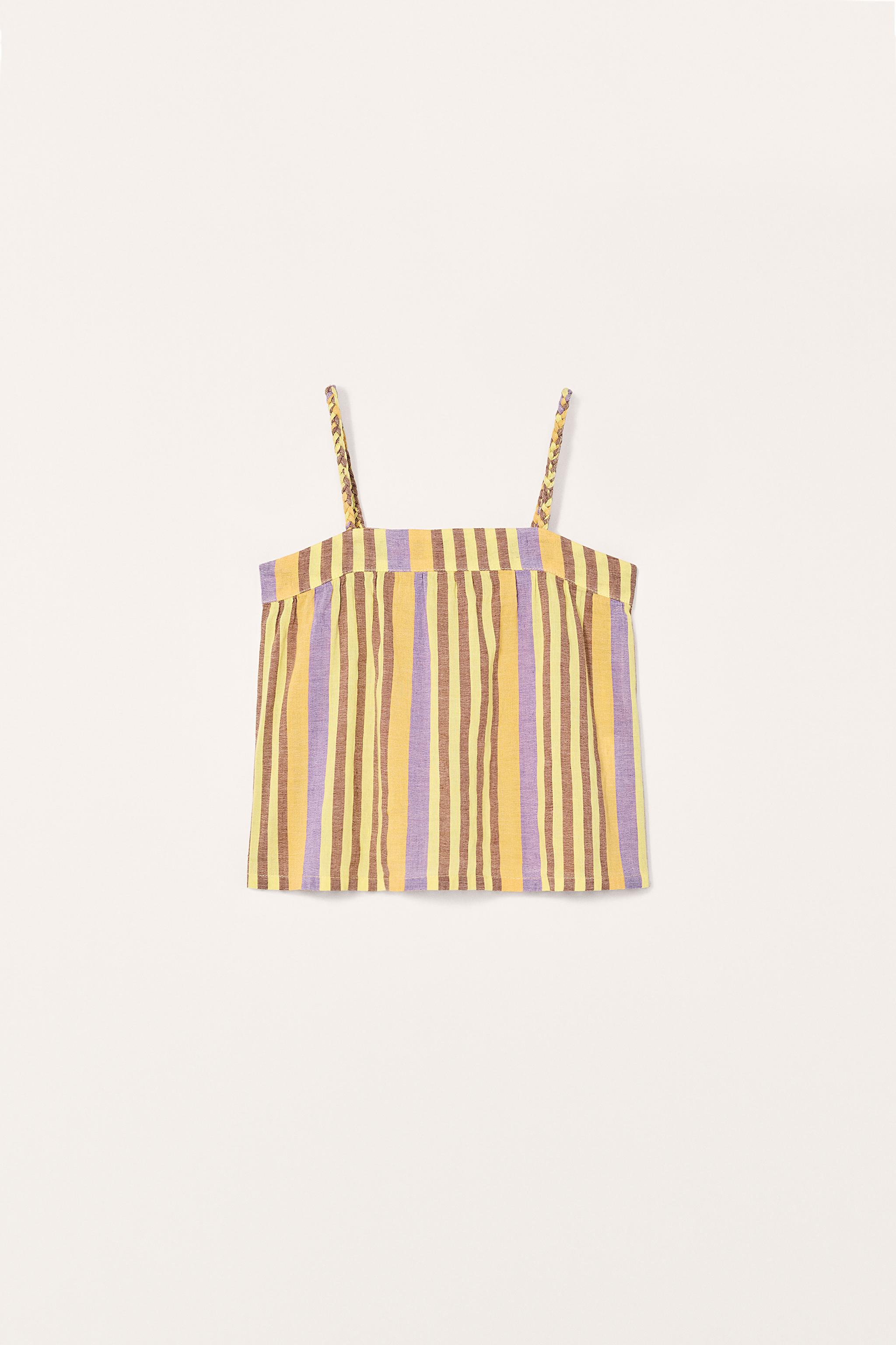 ZARA ストライプ　リネン　トップス リネン混ストライプ柄シャツ - 青色/白色 | ZARA Japan / 日本