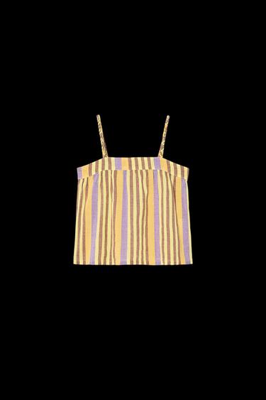 STRIPED LINEN-COTTON TOP LIMITED EDITION - Orange / Yellow by Zara