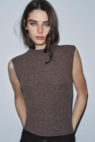 BODY DOUX À COL CHEMINÉE - marron chiné de Zara - Image 1