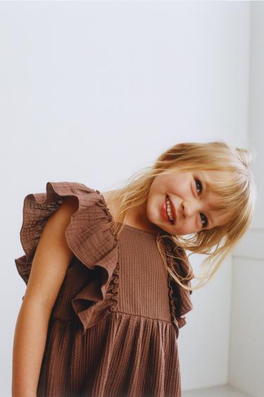 ROBE TEXTURÉE BIMATIÈRE - Chocolat de Zara