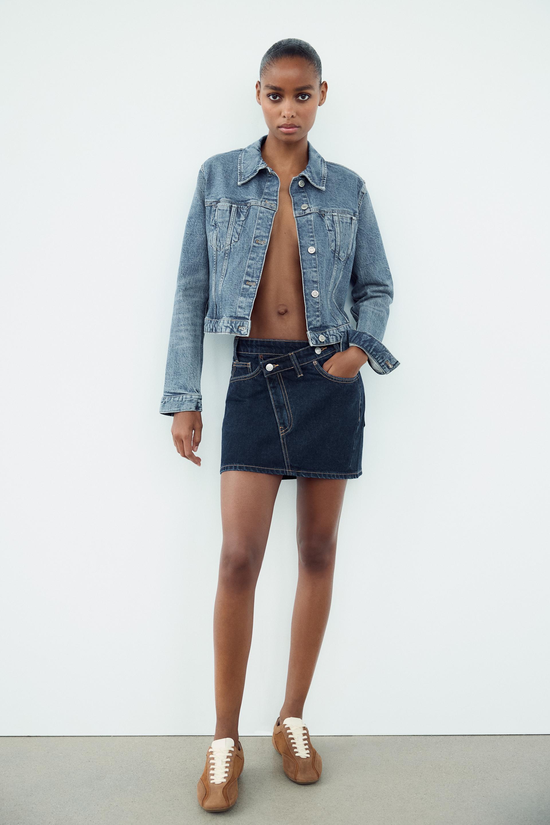 Falda Zara Trf Denim Mini Mujer Azules Color Falda Denim Mini ZARA