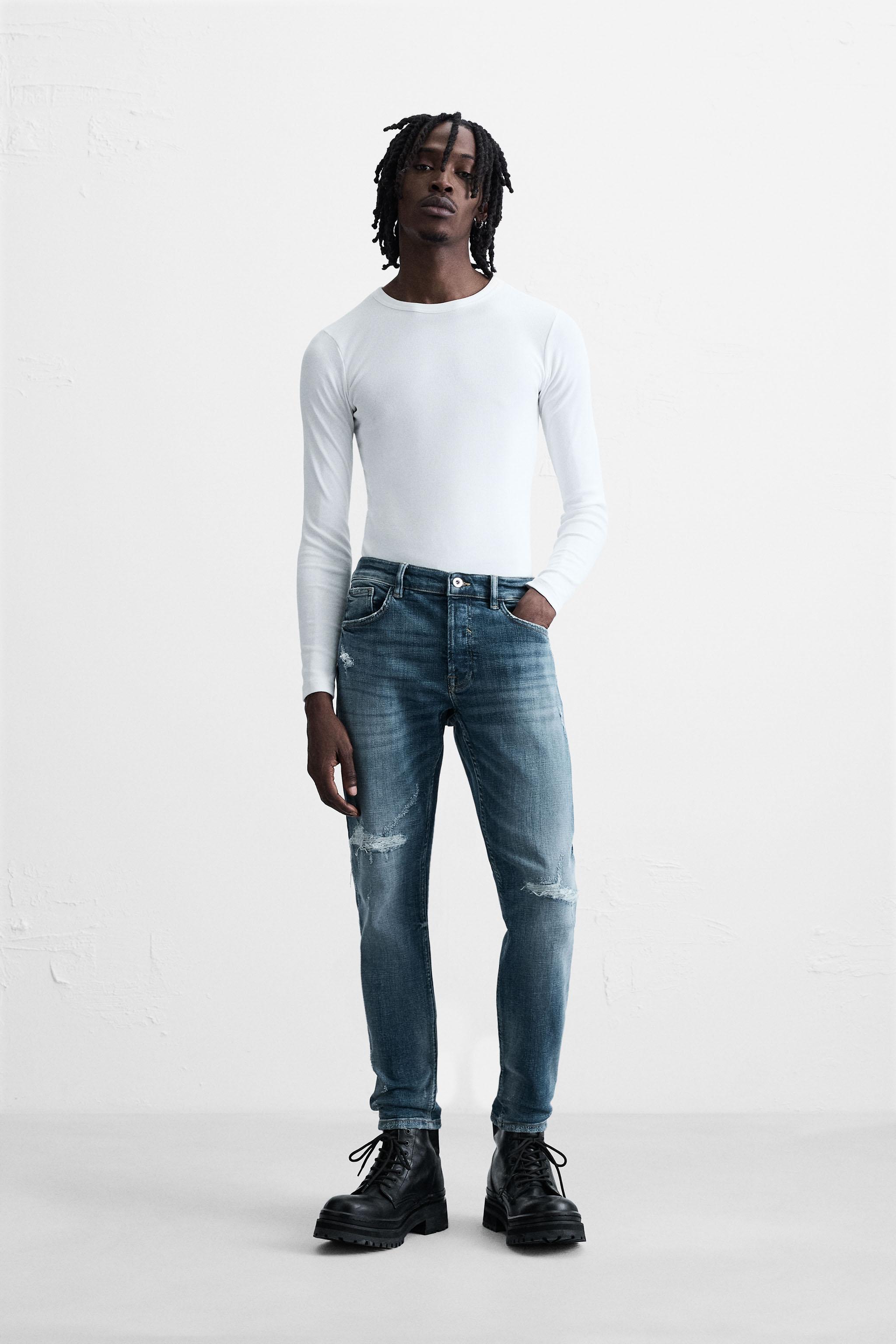 ★ドイツ発*ZARA*新作*リップドスキニーフィットデニム/UD★ クロップド丈スキニーフィットジーンズ - カーボン | ZARA Japan
