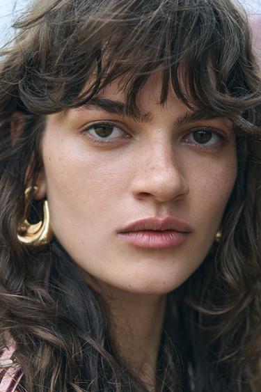 Zara PACK OF OPEN HOOP EARCUFF EARRINGS - Golden