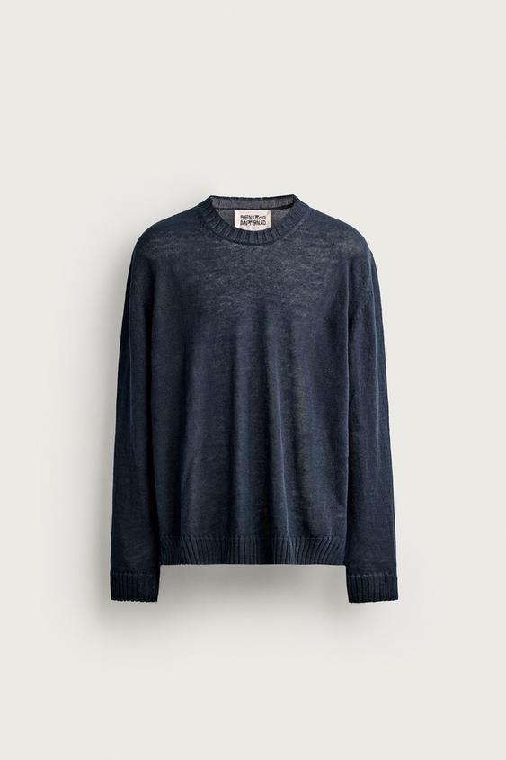 SUÉTER RELAX FIT 100% LINO - Marino de Zara - Imagen 0