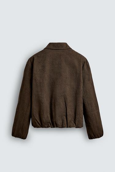 FLORAL JACQUARD JACKET - Chocolate by Zara - Image 8